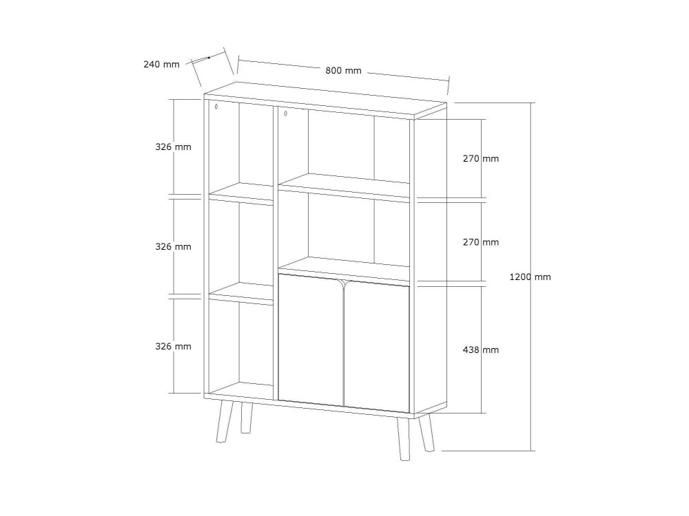 Libreria in legno "Lumo" - 80 x 24 x 120 cm - Beige