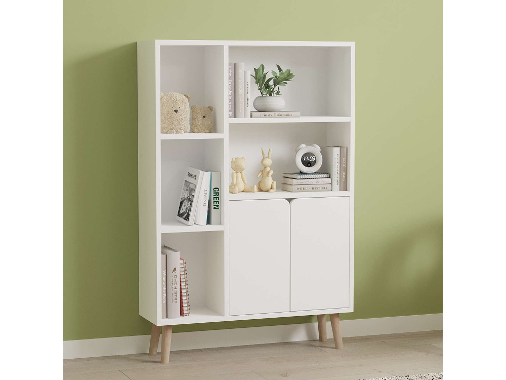 Libreria in legno "Lumo" - 80 x 24 x 120 cm - Bianco