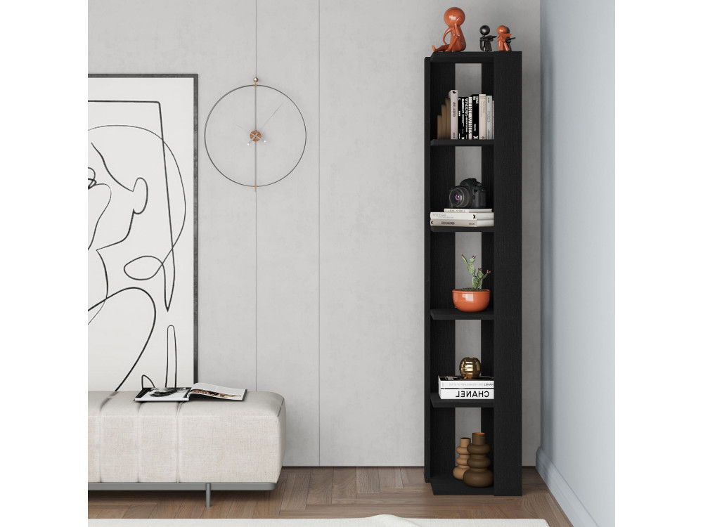 Libreria in legno "Nati" - 32 x 32 x 161 cm - Nero