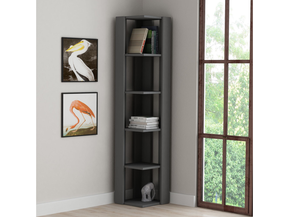 Libreria in legno "Nati" - 32 x 32 x 161 cm - Grigio antracite
