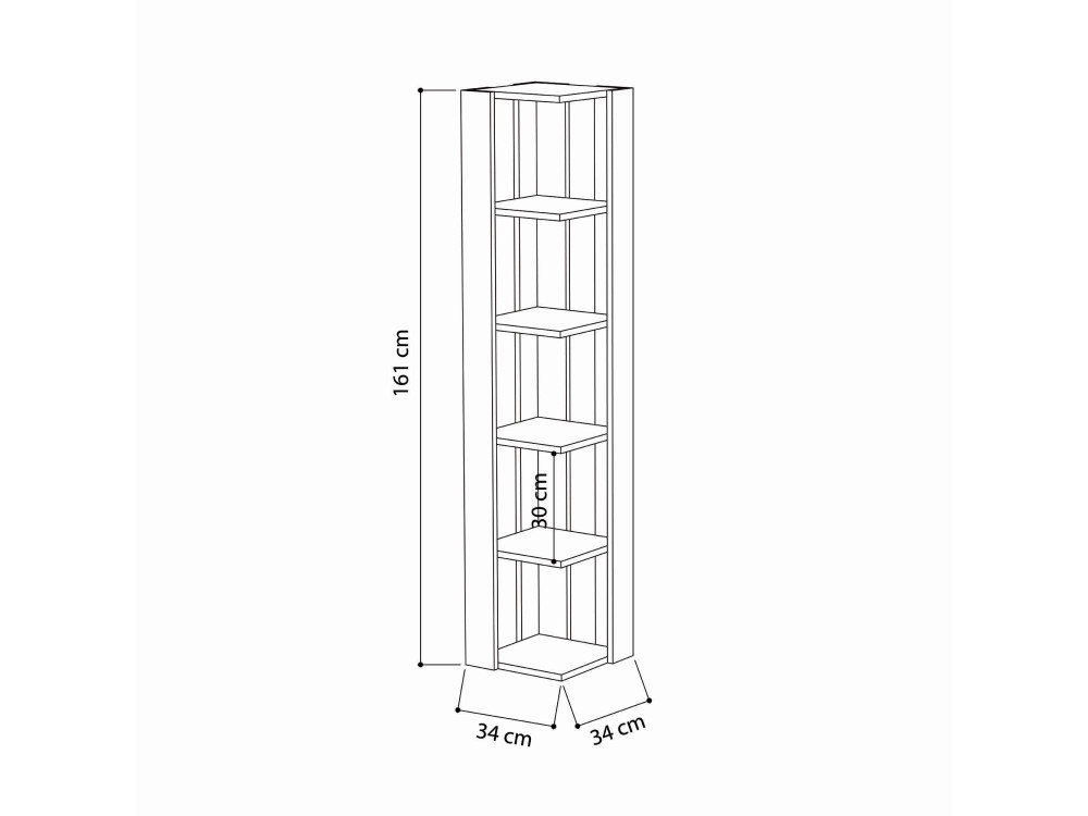 Libreria in legno "Nati" - 32 x 32 x 161 cm - Marrone moka chiaro