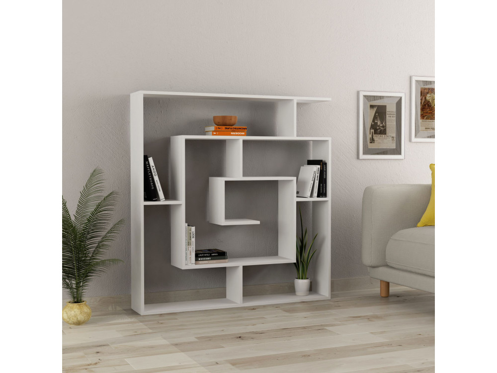 Libreria in legno "Labirent" - 125 x 22 x 129 cm - Bianco