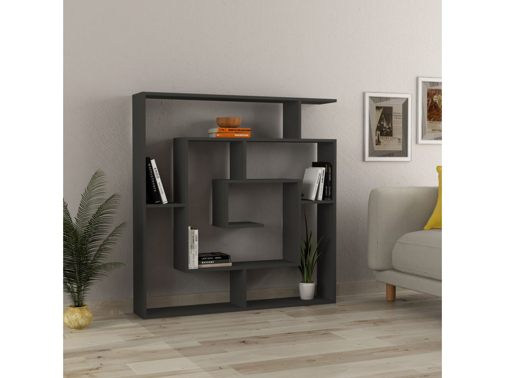Libreria in legno "Labirent" - 125 x 22 x 129 cm - Grigio antracite