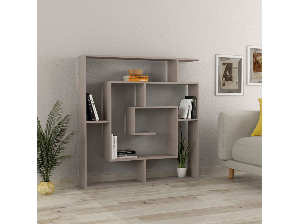 Libreria in legno "Labirent" - 125 x 22 x 129 cm - Marrone moka chiaro