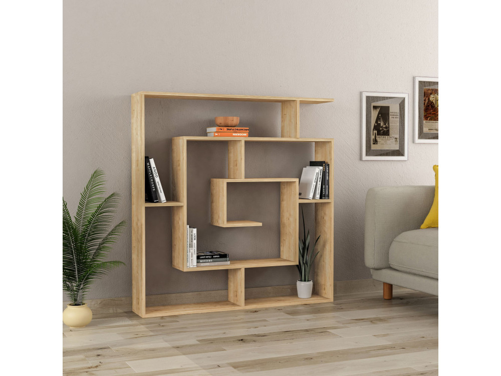 Libreria in legno "Labirent" - 125 x 22 x 129 cm - Beige