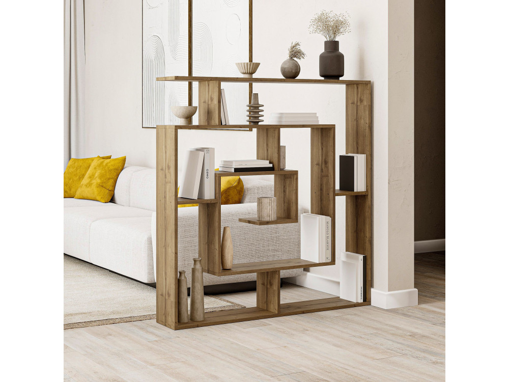 Libreria in legno "Labirent" - 125 x 22 x 129 cm - Marrone