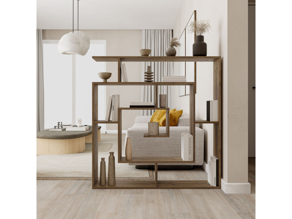 Libreria in legno "Labirent" - 125 x 22 x 129 cm - Marrone