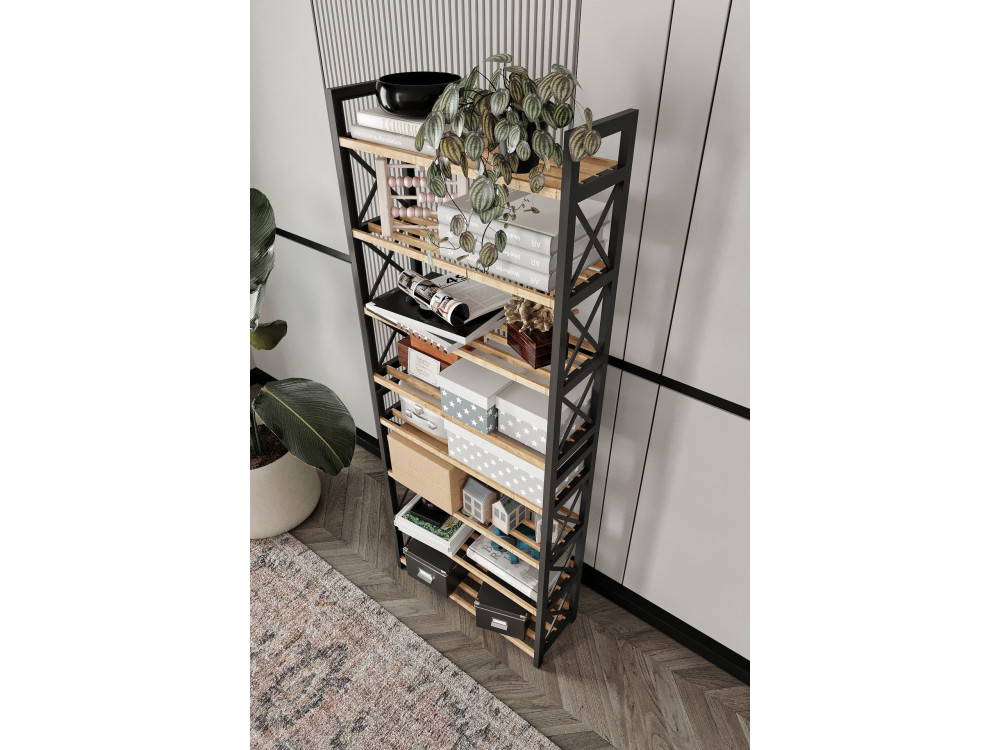 Libreria in legno "Plastic" - 46 x 18 x 128 cm - Nero