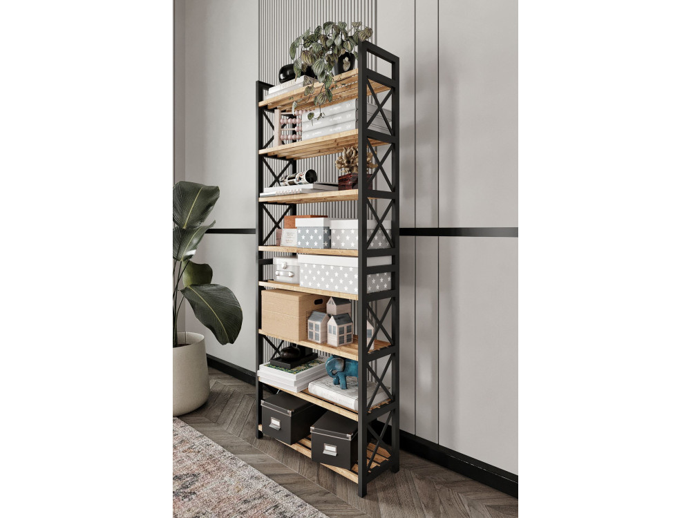 Libreria in legno "Plastic" - 46 x 18 x 128 cm - Nero