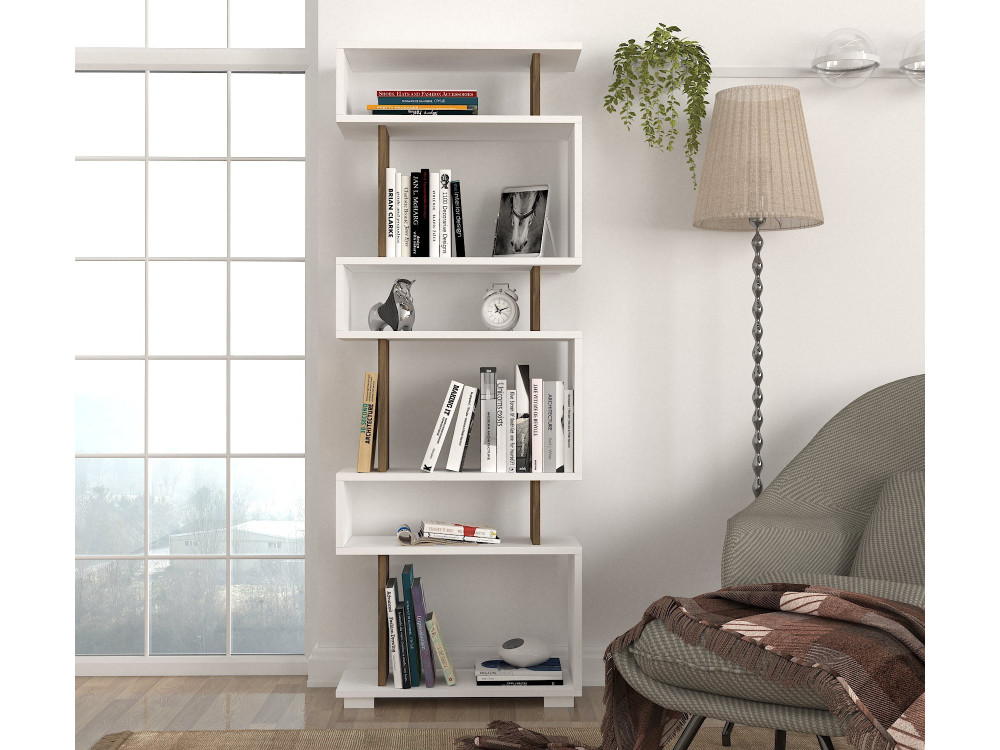 Libreria in legno "Blok" - 60 x 19 x 165 cm - Marrone