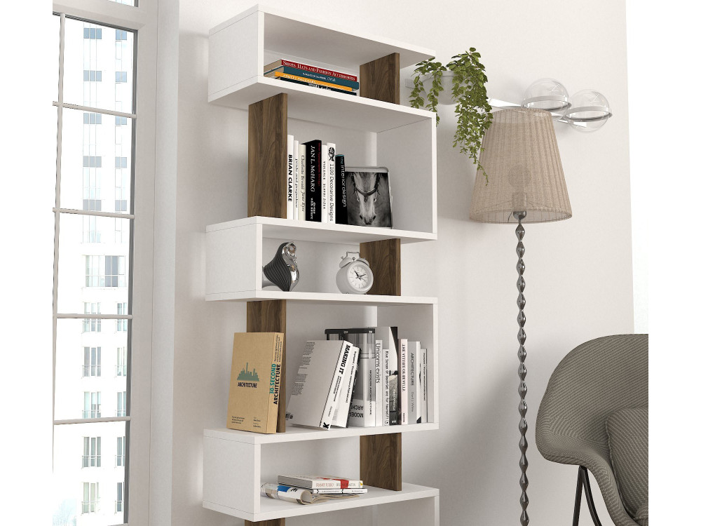 Libreria in legno "Blok" - 60 x 19 x 165 cm - Marrone