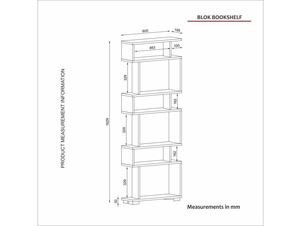 Libreria in legno "Blok" - 60 x 19 x 165 cm - Marrone