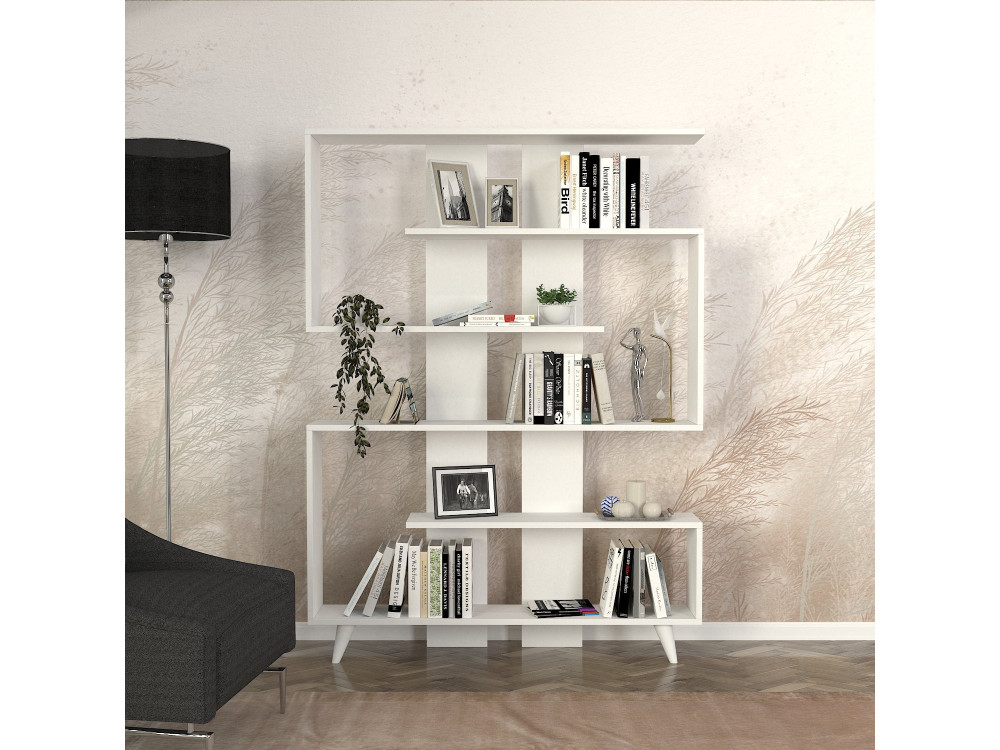 Libreria in legno "Rain" - 120 x 20 x 162 cm - Bianco