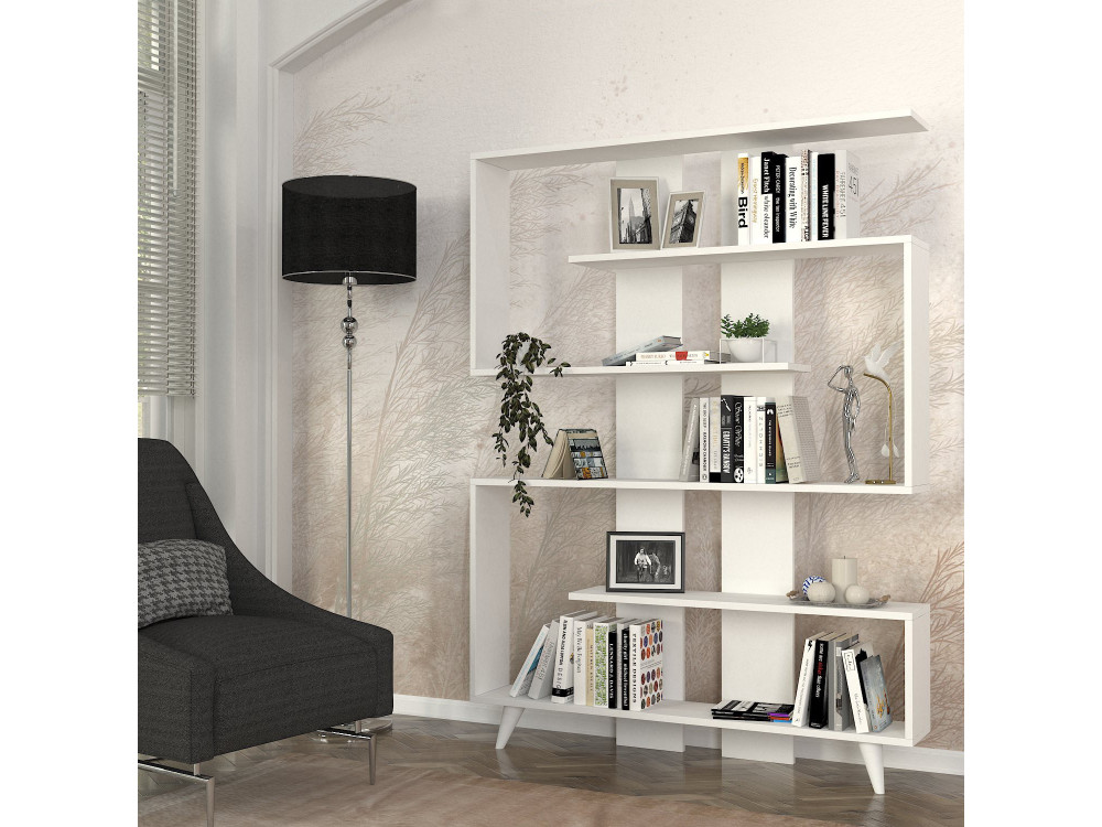 Libreria in legno "Rain" - 120 x 20 x 162 cm - Bianco