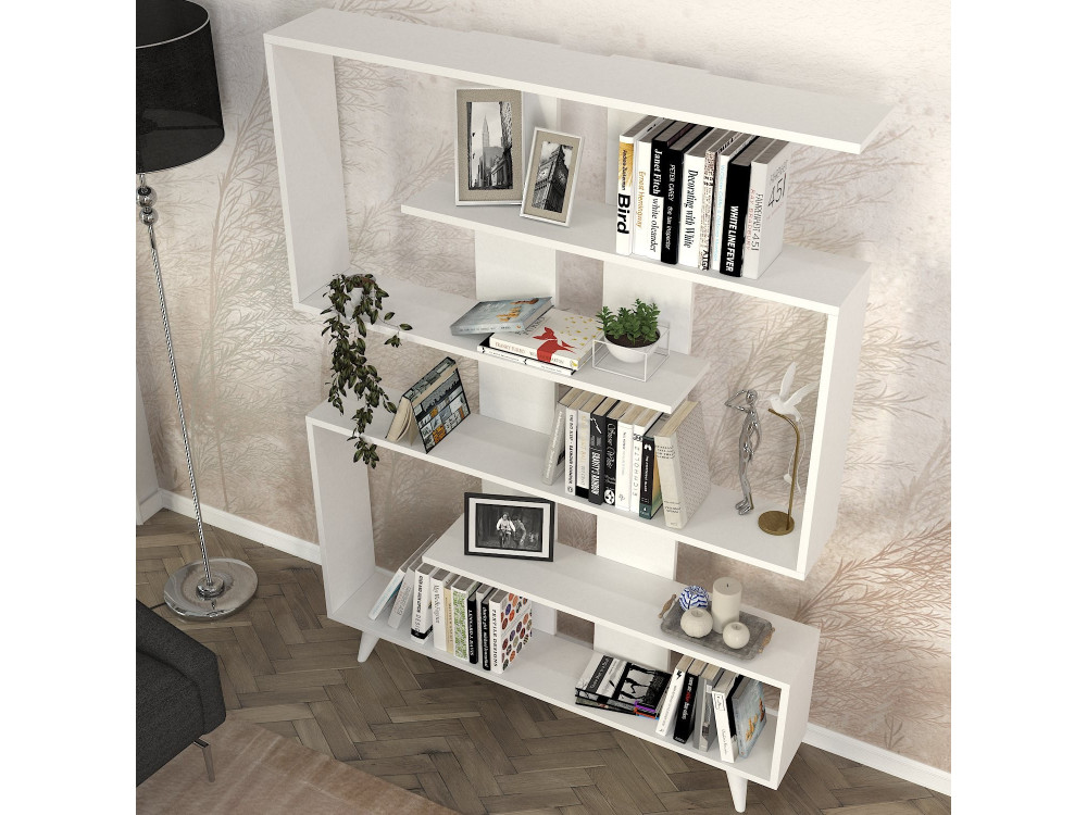Libreria in legno "Rain" - 120 x 20 x 162 cm - Bianco