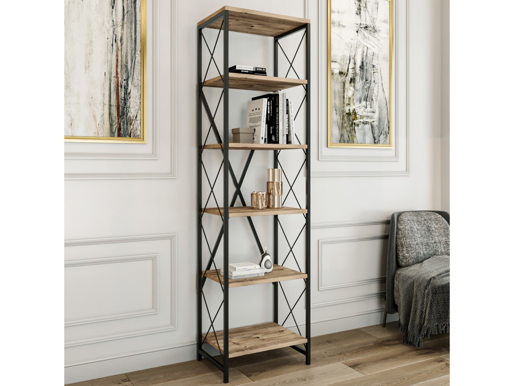 Libreria in legno "Suadiye" - 50 x 30 x 180 cm - Marrone