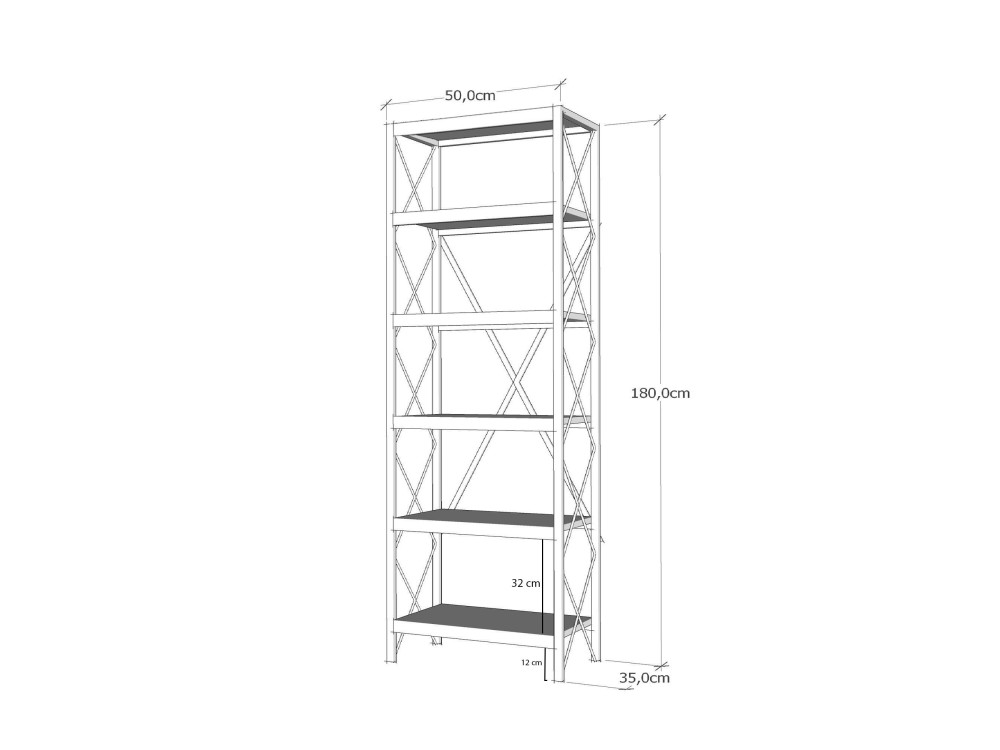 Libreria in legno "Suadiye" - 50 x 30 x 180 cm - Marrone