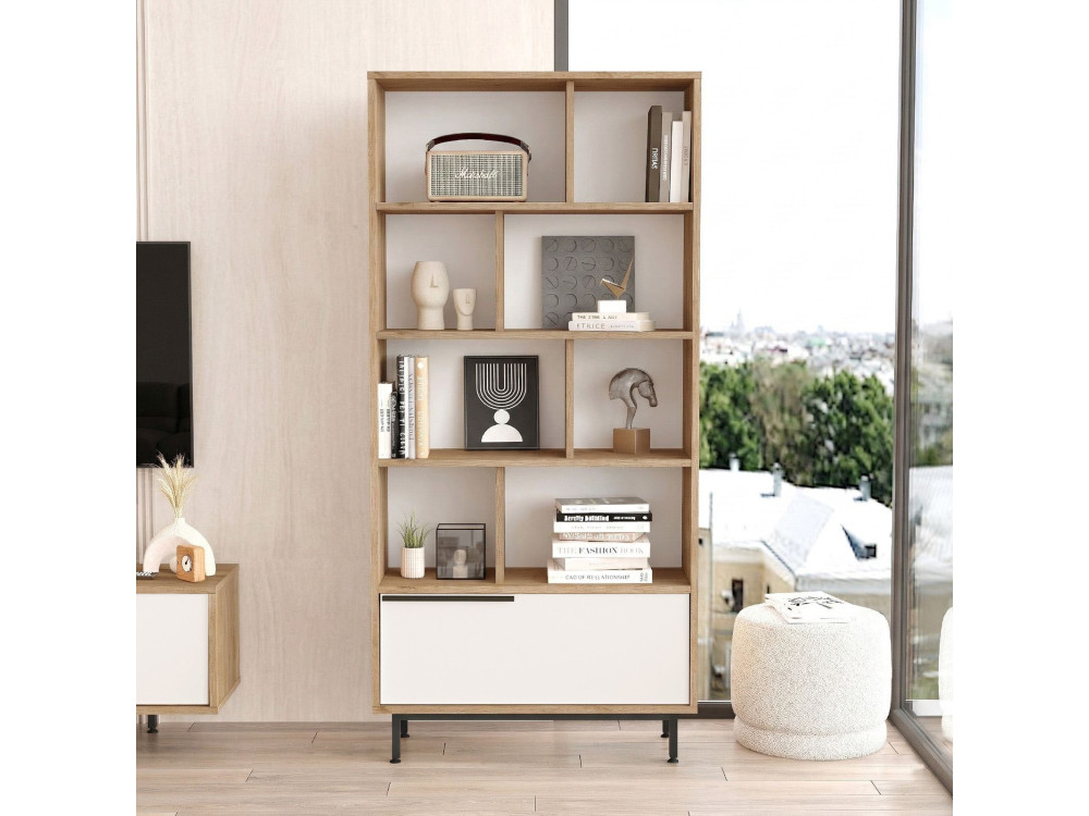 Libreria in legno "ON4-SW" - 84 x 30 x 176 cm - Bianco