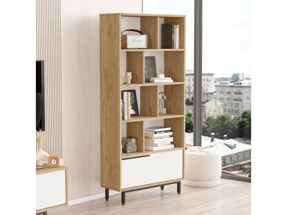 Libreria in legno "ON4-SW" - 84 x 30 x 176 cm - Bianco