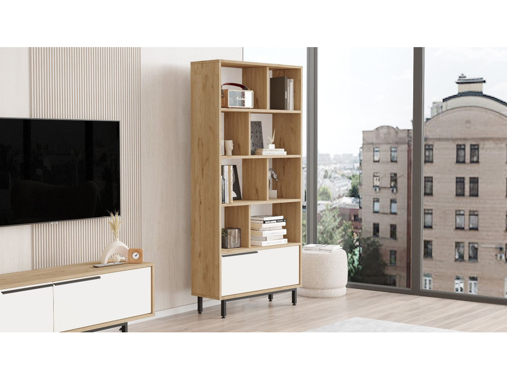 Libreria in legno "ON4-SW" - 84 x 30 x 176 cm - Bianco