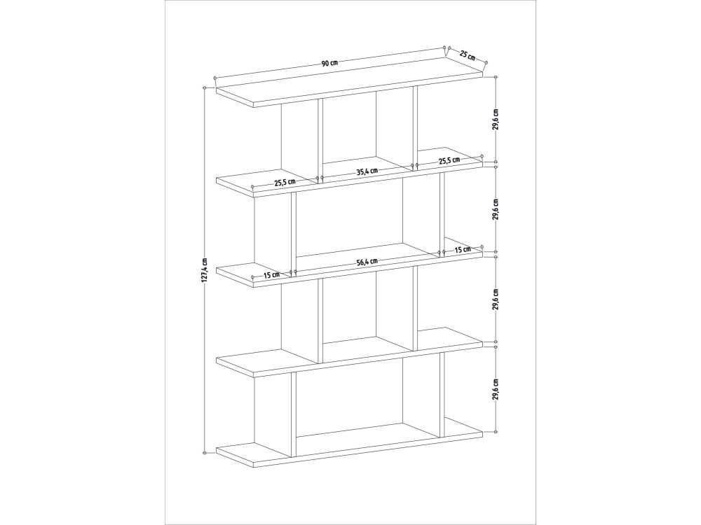 Libreria in legno "Harmon" - 90 x 25 x 127 cm - Bianco