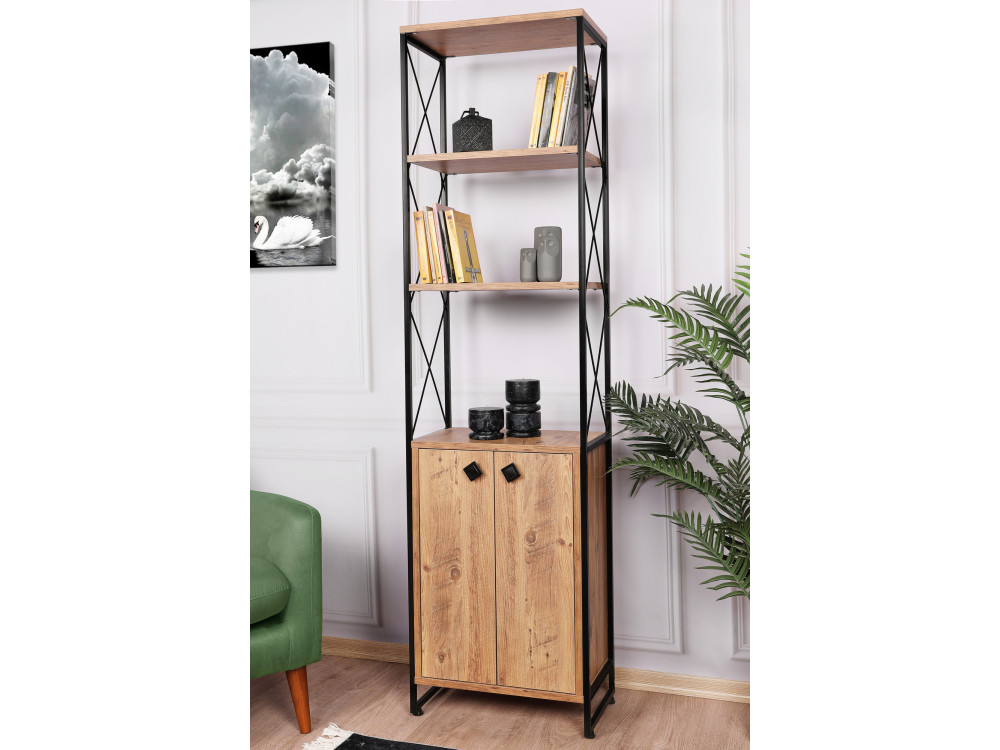 Libreria in legno "Tervel" - 49 x 30 x 180 cm - Marrone