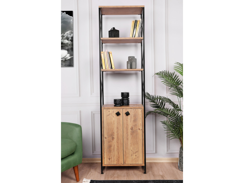 Libreria in legno "Tervel" - 49 x 30 x 180 cm - Marrone