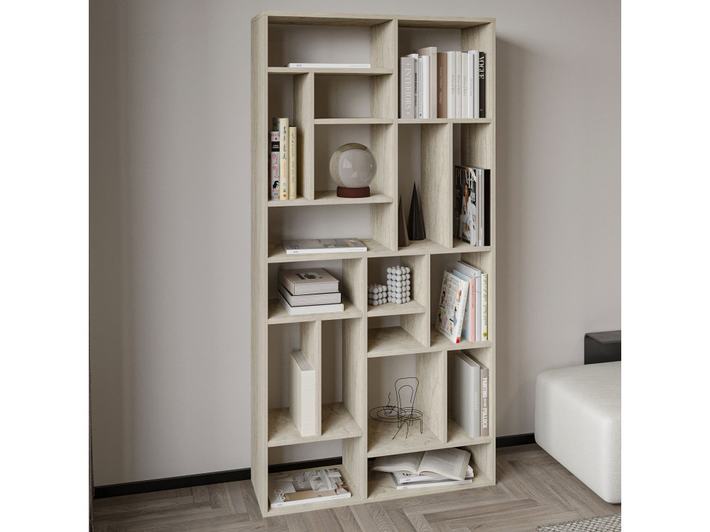 Libreria in legno "Nicola" - 90 x 30 x 180 cm - Travertino