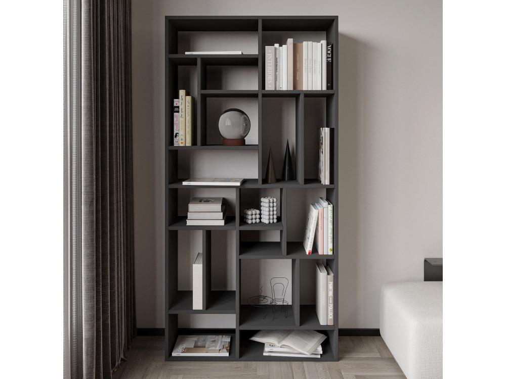 Libreria in legno "Nicola" - 90 x 30 x 180 cm - Grigio antracite