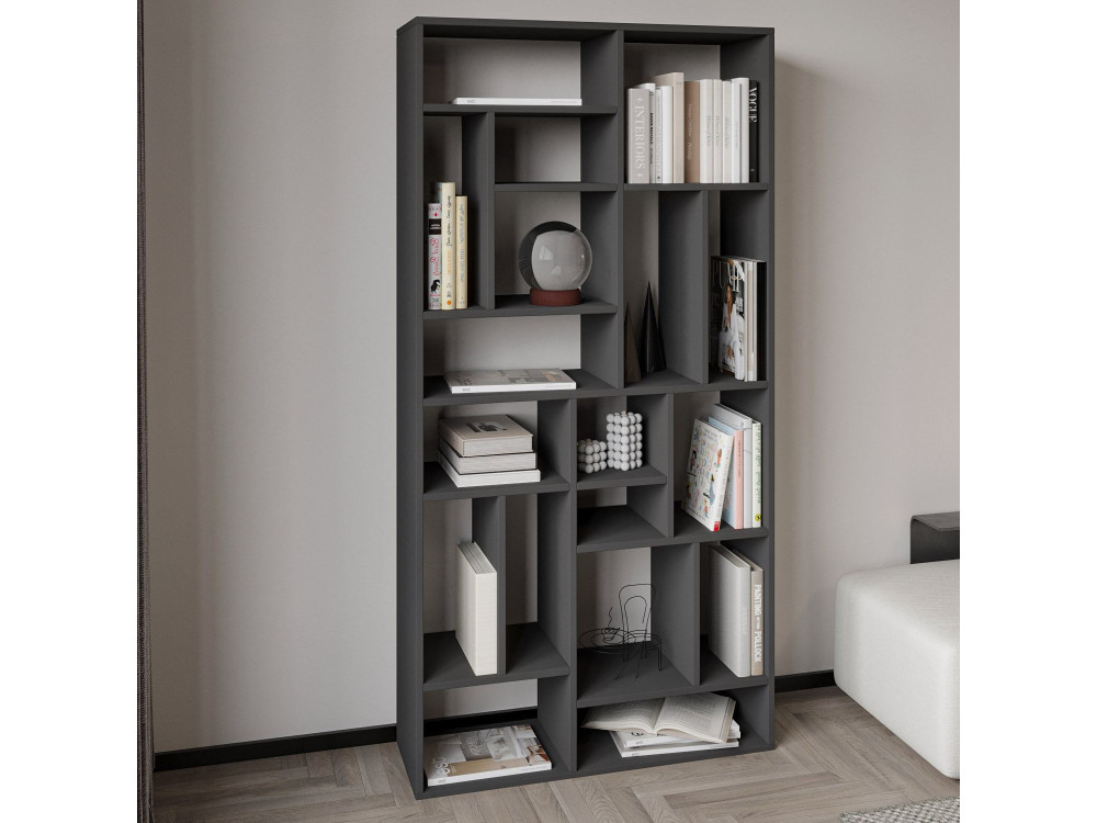 Libreria in legno "Nicola" - 90 x 30 x 180 cm - Grigio antracite