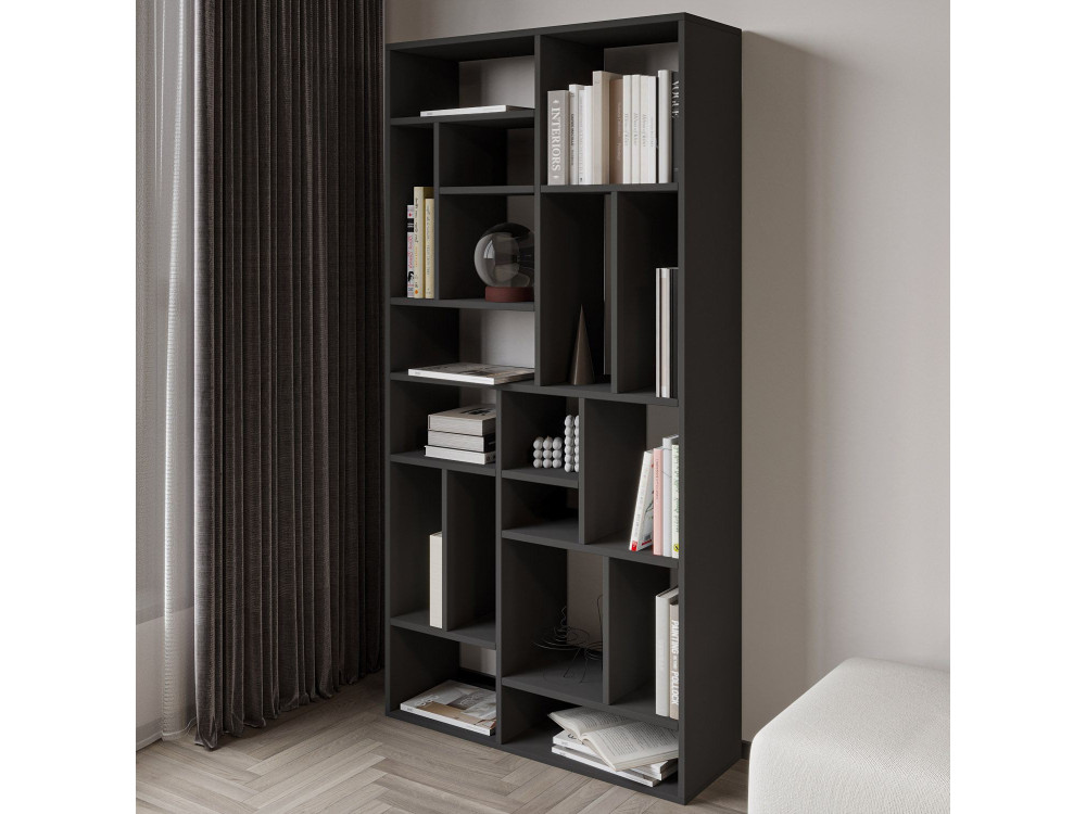 Libreria in legno "Nicola" - 90 x 30 x 180 cm - Grigio antracite