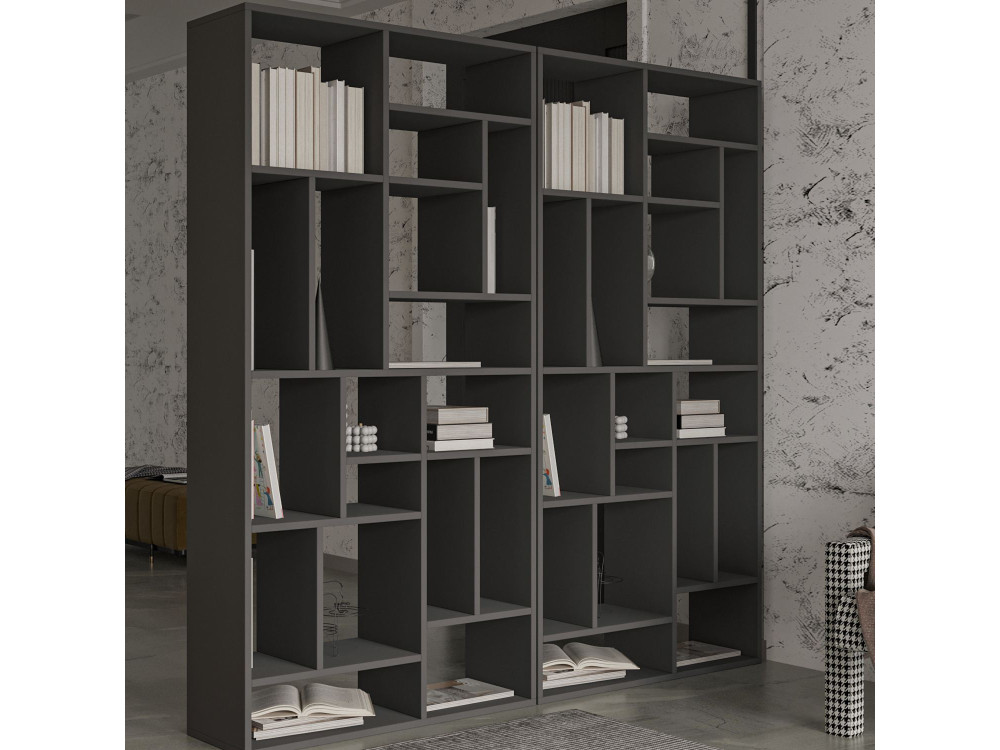 Libreria in legno "Nicola" - 90 x 30 x 180 cm - Grigio antracite