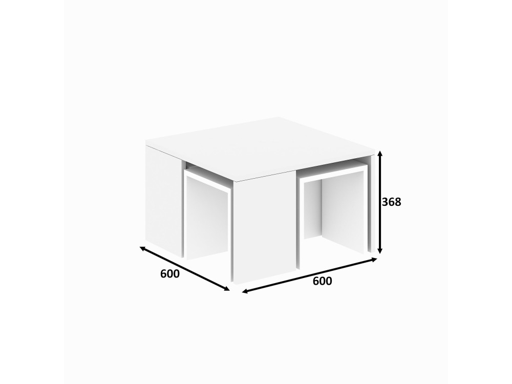 Set di tavolini da caffè in legno "Ortanca" - 60 x 60 x 37 cm - Bianco