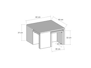 Set di tavolini da caffè in legno "Ortanca" - 60 x 60 x 37 cm - Rovere Zaffiro