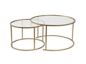 Set di 2 tavolini in metallo "Aurum" - 80 x 80 x 43 cm - Oro trasparente