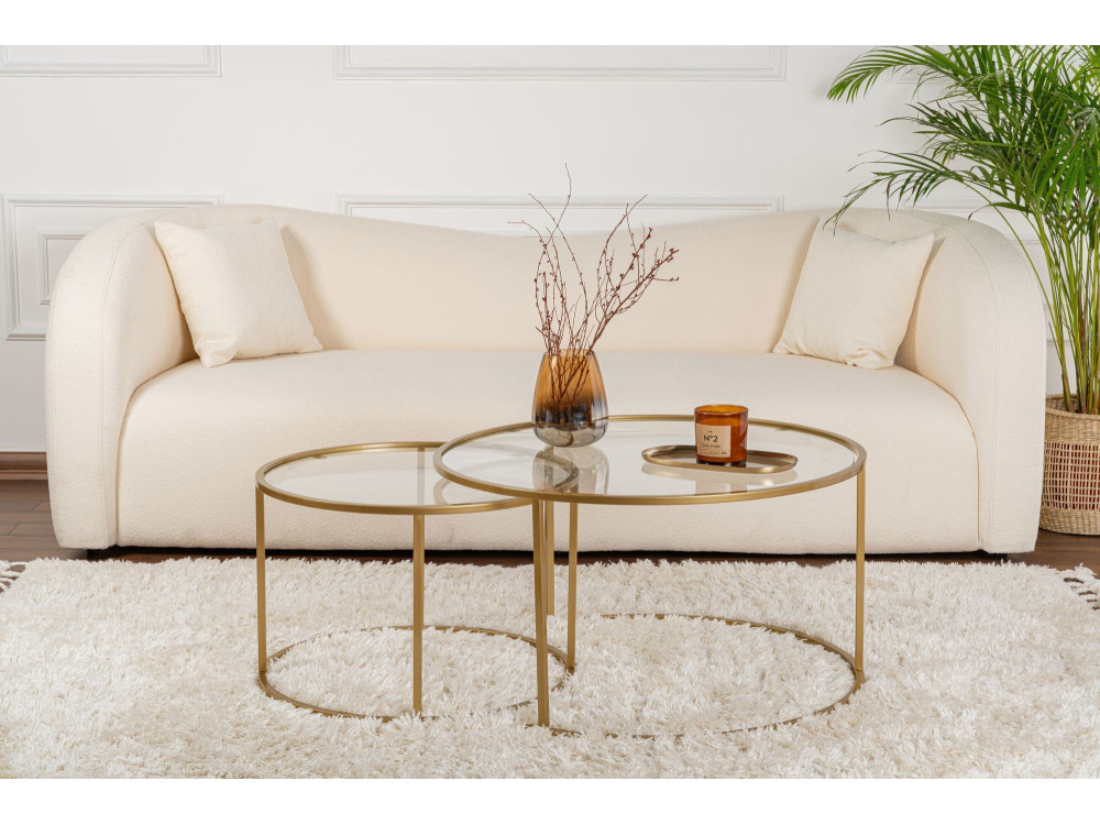 Set di 2 tavolini in metallo "Aurum" - 80 x 80 x 43 cm - Oro trasparente