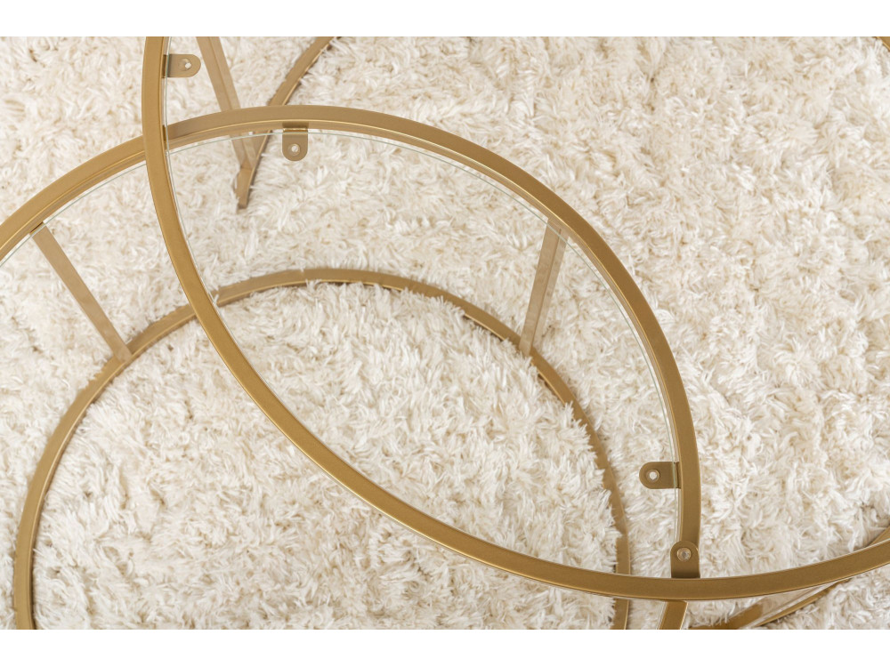 Set di 2 tavolini in metallo "Aurum" - 80 x 80 x 43 cm - Oro trasparente