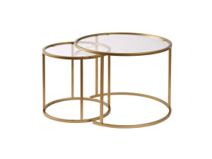 Set di 2 tavolini in metallo "Aurum" - 60 x 60 x 43 cm - Oro trasparente