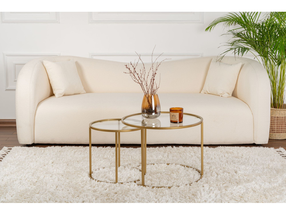 Set di 2 tavolini in metallo "Aurum" - 60 x 60 x 43 cm - Oro trasparente
