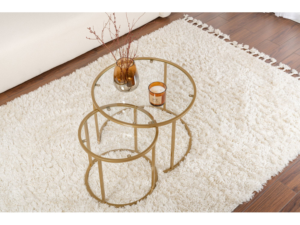 Set di 2 tavolini in metallo "Aurum" - 60 x 60 x 43 cm - Oro trasparente