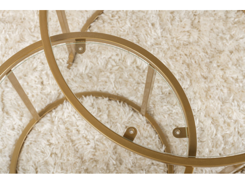 Set di 2 tavolini in metallo "Aurum" - 60 x 60 x 43 cm - Oro trasparente