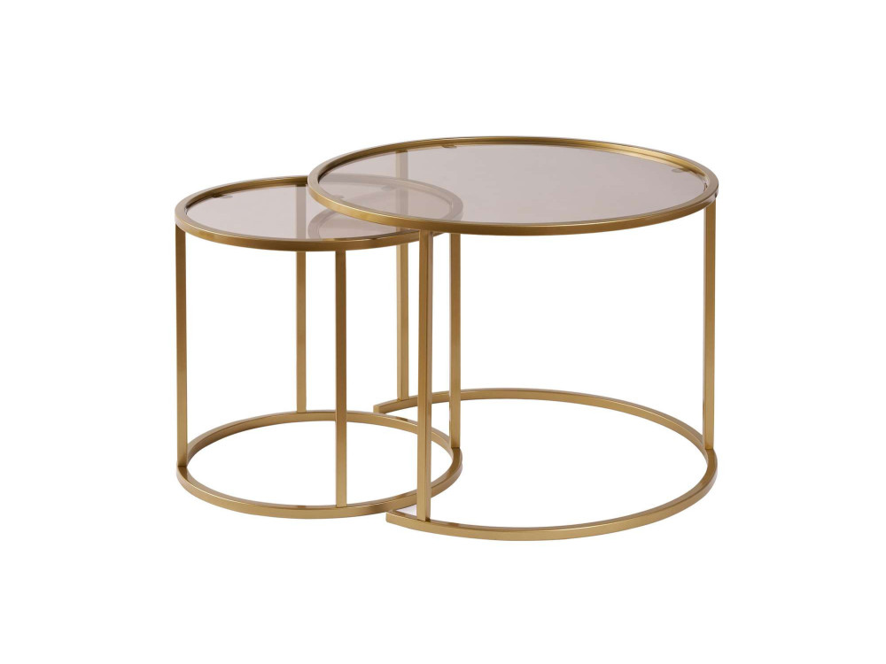 Set di tavolini in metallo "Aurum" - 42 x 42 x 39 cm - Oro Bronzo