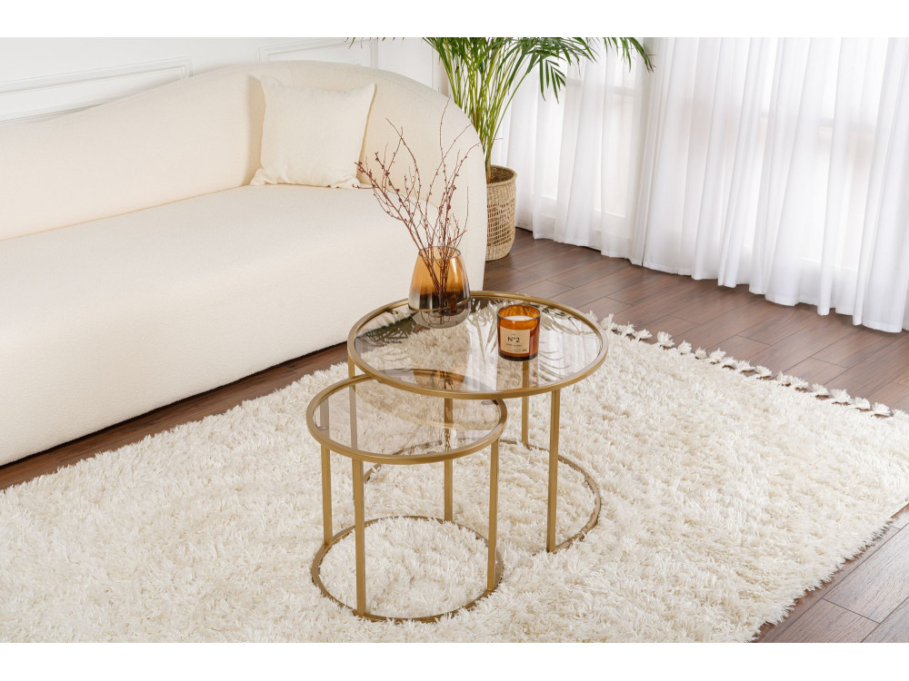 Set di tavolini in metallo "Aurum" - 42 x 42 x 39 cm - Oro Bronzo