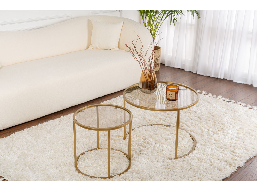 Set di tavolini in metallo "Aurum" - 42 x 42 x 39 cm - Oro Bronzo