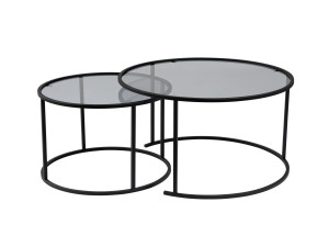 Set di 2 tavolini in metallo "Aurum" - 80 x 80 x 43 cm - Nero Grigio