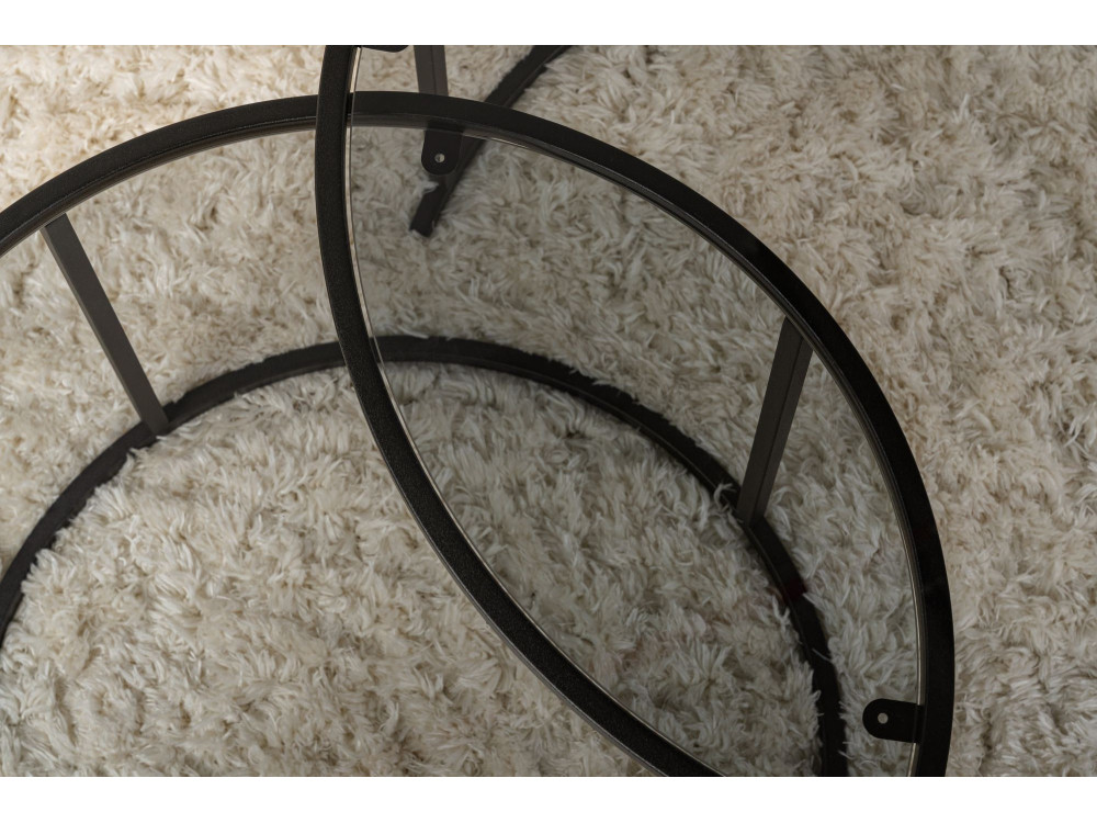 Set di 2 tavolini in metallo "Aurum" - 80 x 80 x 43 cm - Nero Grigio