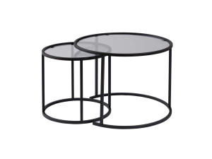Set di 2 tavolini in metallo "Aurum" - 60 x 60 x 43 cm - Nero Grigio