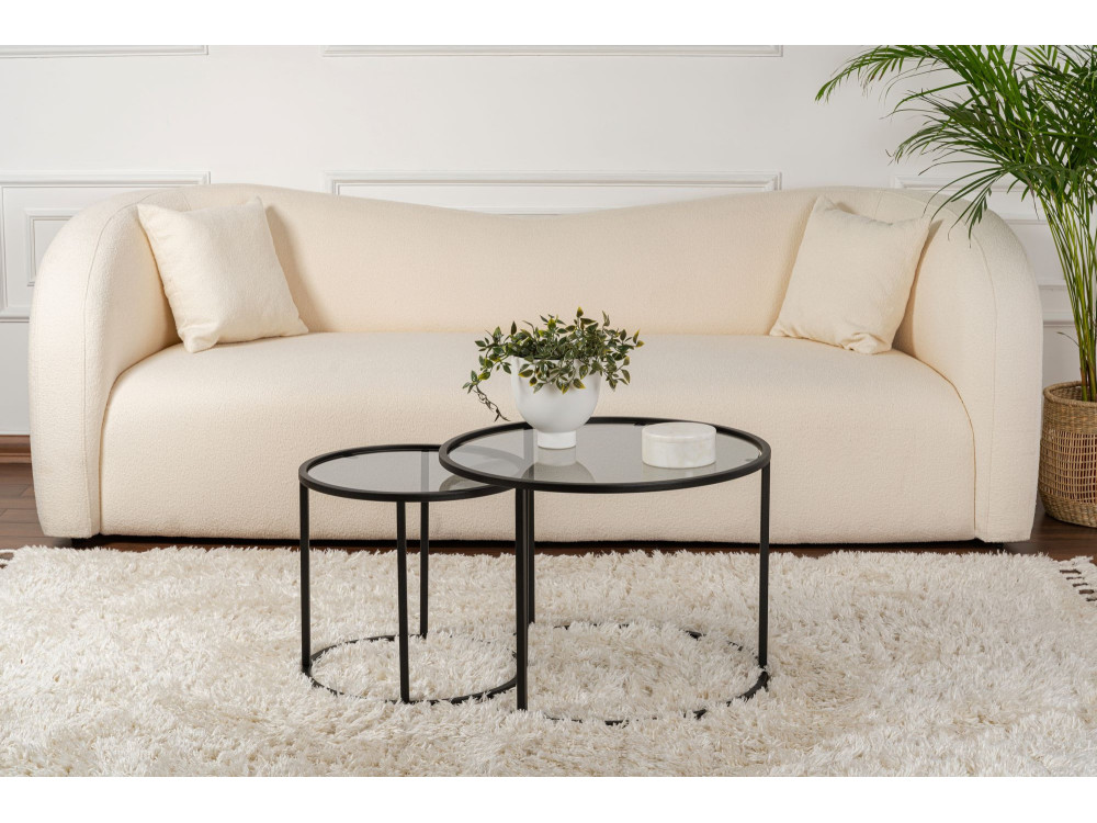 Set di 2 tavolini in metallo "Aurum" - 60 x 60 x 43 cm - Nero Grigio