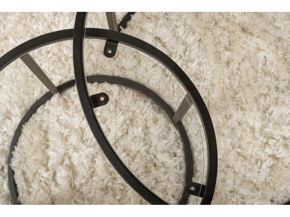 Set di 2 tavolini in metallo "Aurum" - 60 x 60 x 43 cm - Nero trasparente