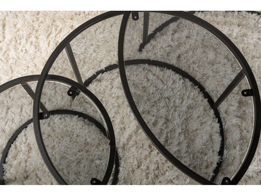 Set di 3 tavolini in metallo "Aurum" - 80 x 80 x 43 cm - Nero Grigio